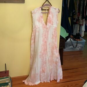 Stark pink tie dyed maxi dress